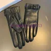 Luxury Sheepskin Leather gloves For women Designer rivet Belt Genuine leathers glove Fleece inside Ladies touch screen winter thick warm