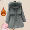 Women's Trench Coats 2023 Winter Jacket Parkas Hooded Coat Casual Short Fur Lining Cotton Padded Warm Female Outwear