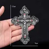 Charms Religiöses Kruzifix Christlicher Schmuck Kreuzanhänger Heiliger Benedikt Kreuzmuster Anhänger Halskette.120*90mm 231208