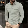 رجال Polos 2024 Men Spring Long Sleeve Pocket T-Shirt عرض قميص مشبك أزياء الأزياء 231207