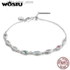 Chain Genuine 925 Sterling Silver Simple Rainbow Colorful Demon Eye Fit Bracelet For Women Men Original Fine Jewelry CTB087 YQ231208