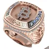 Band Rings Megin D Rose Gold Bitcoin Symbol Millionaire Commemorative Coin Vintage For Men Women Couple Friends Gift Jewelry Anillos Dhvos