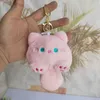 kawaii bb sound cats plush keychains cartoon big tail محشو كيتي قلادة مفتاحية وردية اللون الأبيض