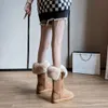 Botas de longitud media para mujer, zapatos de felpa de suela gruesa, de algodón, nuevos y gruesos, con un botón, invierno, 2024