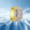 Anello da uomo concavo CZ Bling Bling 360 Anello eternità Anelli ghiacciati Anello con zirconi cubici Micro pavé di diamanti simulati con confezione regalo 18K G3387780