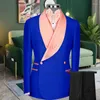 Herenpakken Thorndike Mannelijke Pak Zakelijk Bruiloft Casual Blazer Broek Chique Mannen Effen Kleur 2 Stuks Mode Revers Double Breasted Stijl