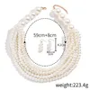 Multi-Layer White Imitation Pearl Necklace Earring Set Bead Chain Ladies Wedding Clavicle Necklace Girl Charm Banquet Jewelry