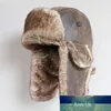 Bomberhoeden Winter Heren Warme Russische Ushanka-hoed met oorflap Pu-leer Bont Trapper Cap Oorklep Fabrieksexpertontwerp Quali2422