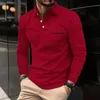 رجال Polos 2024 Men Spring Long Sleeve Pocket T-Shirt عرض قميص مشبك أزياء الأزياء 231207