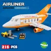 Blocks City Airplane International Passenger Plane flight model building blocks Airport airlines station bricks sets kids toy technical R231208