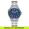 Oglądaj pasma Phylida 41 mm Men S NH34A GMT Blue Black Wave Dial Automatyczny szafir Crystal 20atm SE BL34 231208