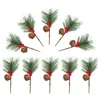 Decorative Flowers 10 Pcs Christmas Tree Decorations Fake Berry Artificial Picks Christmas-tree Adorn Plastic Pine