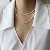 Wisiorki Amaiyllis Freshwater Pearls Universal Stacking Podstawowy łańcuch Choker Pearl Peads Naszyjnik do żeńskiego swetra Jewelrry