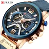 Armbandsur Curren Casual Sport Watches For Men Top Brand Luxury Military Leather Wrist Watch Man Clock Fashion Chronograph Wristwatch 231207