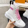 Squad Sneaker Boot Women Platform Cotton Canvas Calfskin Casual Shoes Designer Fashion Ladies High Top Sneakers Shoes Storlek 35-41