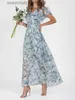 الثياب الحضرية المثيرة في Fe Vintage Floral Printing Drity Chic Women Summer Elegant v Neck Maxi Party Dresses Discal Chiffon Beach Long Vestido L231208