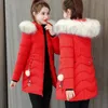 Kvinnor Down Parkas Women Winter Ladies Casual Long Coats Woman Jackets Hooded Päls krage Cotton Warm Coat Outwear 231208