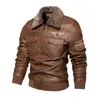 Men s Leather Faux Autumn And Winter Embroidery Original Moto Biker Coat Jacket Motorcycle Style Casual Warm Overcoat 231208