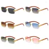 Occhiali da sole 2023 Moda uomo Retro Square Rimless Outdoor Travel Shades Occhiali UV400 Rider Glass