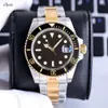 Relojes de diseñador de lujo MM esfera negra automática mecánica cerámica moda clásico acero inoxidable impermeable luminoso zafiro