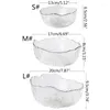 Plates R2JC 1/3pcs Irregular Gold Inlay Glass Salad Bowl Fruit Rice Serving Bowls Storage Container Lunch Bento Box