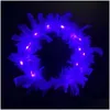 Dekoracja imprezowa Dekoracja 10pcs LED LED świetliste pióra Wreath Opaska do włosów Garlands Girls Up Hair Wedding Druhna Dhvfl