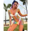 Frauen Regenbogen Fishnet Dessous Strand Tragen Sexy Aushöhlen Durchsichtig Mesh Kleid Erotische Transparente Bodycon Mini Kleider