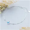 Bracelets de cheville Colusiwei véritable 925 Sterling cristal Cube Sier cheville pour femmes bracelet de charme de jambe cheville pied accessoires Fashion253V Dro Dh0Mn