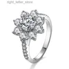 Mit Seitensteinen Sterling Silber S925 Moissanit Sonnenblume Damen Ring D Farbe Moissanit 1 Hochzeitsgeschenk Ring Luxus Design YQ231209