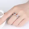 Pierścionki klastra czerwone kryształowy ślub sześcien cyrkonia palca pierścionka zaręczynowa biżuteria dla kobiet