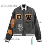 Mens Designer Off Giacche Giacca a vento Varsity Vintage Allentato Lungo Baseball Hip Hop Harajuku Offs Bianco Lettera Ricamo Streetwear Uomo 656 570