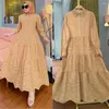 Vêtements ethniques Moyen-Orient Musulman Dentelle Robe Broderie Chemise Creuse Robes Eid Robe Islamique Caftan Dubaï Turquie Arabe Kaftan Abaya Casual