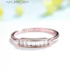 Med sidogenor Kuololit 750 18K 14K Rose Gold Moissanite Ring for Women Bezel Set Baguette Solitaire Matching Wedding Band Engagement Christmas YQ231209