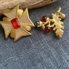 Pins Brooches European And American Retro Plants Grape Leaves Geometric Red Glass Mix And Match Brooch Corsage Accessories 231208