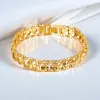 Punk Chunky Hand Chain Bracelet 12MM 14k Yellow Gold Heart Wristband Bracelets For Men Women Fashion Jewelry Braslet