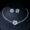 Zestawy biżuterii ślubnej Cwwzircons Druzy CZ Stone Big Red Flower Bridal Choker Naszyjnik i kolczyki Kostium imprezowy dla narzeczonych T0518 231208