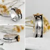 Cluster Rings Vintage Wide Gold Color Two-tone Rose Flower Women's Wedding Bands Punk Style Party Ring Jewelry Accessories