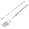 Forks 1Pc Stainless Steel Long Handle Fork Dinner Fruit Dessert Cutlery BBQ Kitchen Dinnerware