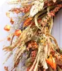 Dekoratif Çiçek Çelenkleri 62cm Sonbahar Ön Kapı Çelenk Hasat Altın Buğday Kulakları Çember Çarlaniş Sonbahar Düğün Duvarı Ev Deco4498368
