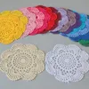 Tapis Tapis 10 PCS LOT Napperon Rond Coton Fait Main Crochet Tasse Tapis 16 Couleurs 20 CM X 20 CM Place Mat246b