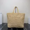 Vintage kvinnor raffia halmväv strand designer väska tote mens weekender rese axel crossbody clutch väskor högsta kvalitet sommar shoppare lyx triangel handväskor