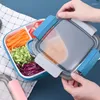 Lancheira plástica da louça com molho da forquilha preservação microwaveable do fruto da salada do piquenique