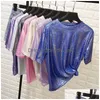 Women'S T-Shirt Womens Loose Sparkles Reflective Short Sleeve Drop Delivery Apparel Clothing Tops Tees Dh3Yn