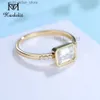 Z bocznymi kamieniami Kuololit Szmaragd Cut Moissanite Solid 14K 10K żółte złoto pierścień dla kobiet Zestaw ramki 1CT Pełna biżuteria do zaręczyn ślubnych YQ231209