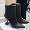 Nowy pokaz wybiegu wskazywane botki palce damskie kieliszki do wina z ultra wysokim obcasami kryształowe obcasy boczne krótkie buty dla damskich botów