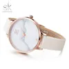 الساعات الأخرى Shengke Top Fashion Watches Watches Leather Ender Quartz Wather Women Thin Disual Strap Watch Watch Reloj Mujer Marble Dial SK 231208