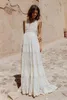 Vestidos de casamento boêmio halter decote em v profundo luxo bordado varredura trem sem costas vestidos de noiva feitos sob medida praia boho vestido de casamento