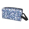 Cosmetic Bags Cute Greek Amulet Evil Eye Pattern Travel Toiletry Bag Women Nazar Lucky Charm Makeup Organizer Beauty Storage Dopp Kit