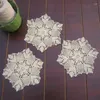 Table Mats 4Pcs/Lot Vintage Hand Crochet Lace Doilies Snowflake Pattern 8inch Wedding Decor