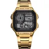 Zegarek na rękę Square Analog Analog Analog Digital Watches Shok zegarki ze stali nierdzewnej Bransoletka Watch Gshock 50m Wodoodporne na zewnątrz MORN339P